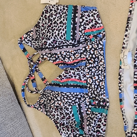 Jessica Simpson bikini NEW large top xl bottom color rose multi - Picture 2 of 7